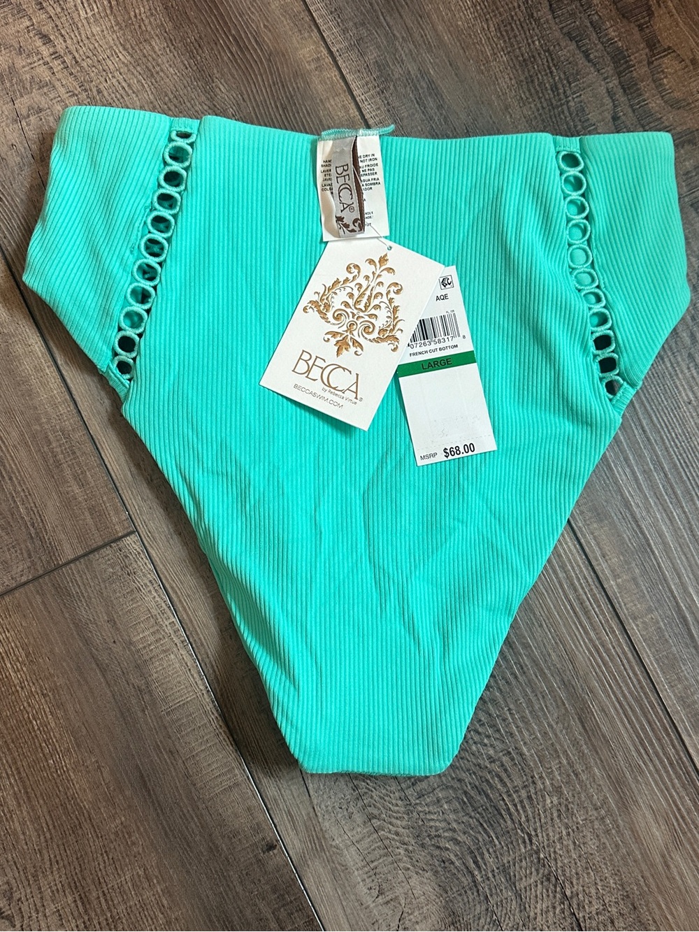 Becca by Rebecca Virtue Elise High Waist Bikini Bottom in a vibrant Aqua - Picture 3 of 6